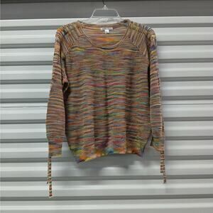 JohnPaulRichard Womens Sweater Large Crochet Knit Multicolored Pullover Boho